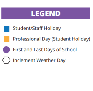 District School Academic Calendar Legend for Danish Elementary School