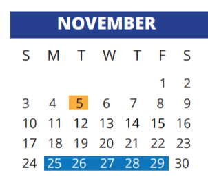 District School Academic Calendar for Moore Elementary School for November 2019