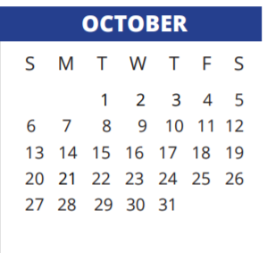 District School Academic Calendar for Fiest Elementary School for October 2019