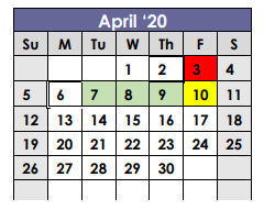 District School Academic Calendar for X I T Secondary School for April 2020
