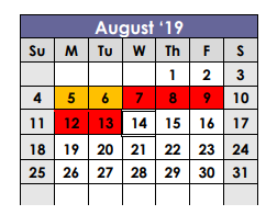 District School Academic Calendar for X I T Secondary School for August 2019