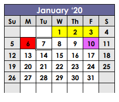 District School Academic Calendar for X I T Secondary School for January 2020