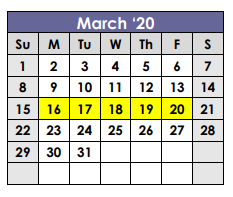 District School Academic Calendar for Dalhart High School for March 2020