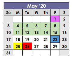 District School Academic Calendar for X I T Secondary School for May 2020