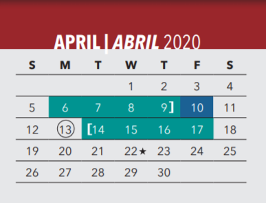 District School Academic Calendar for Frederick Douglass Elementary School for April 2020