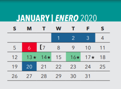 District School Academic Calendar for Arturo Salazar Elementary School for January 2020