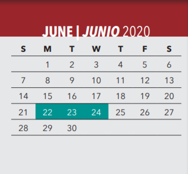 District School Academic Calendar for Ben Milam Elementary School for June 2020