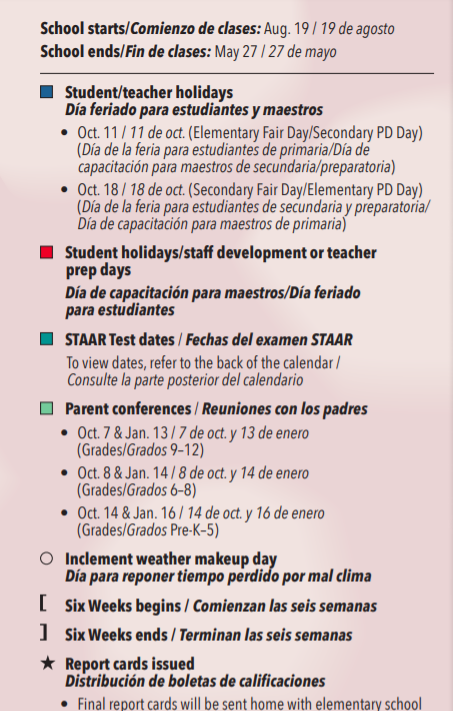 District School Academic Calendar Key for Maya Angelou Health Special High S