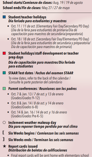 District School Academic Calendar Legend for City Park Elementary School