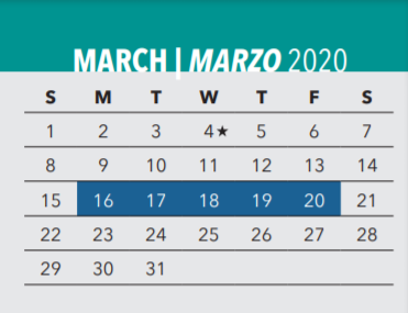 District School Academic Calendar for W H Atwell Middle for March 2020