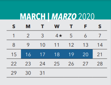 District School Academic Calendar for School Of Education & Social Servi for March 2020