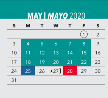 District School Academic Calendar for Gilbert Cuellar Sr Elementary School for May 2020