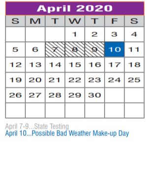 District School Academic Calendar for Calhoun Middle for April 2020