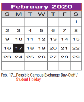 District School Academic Calendar for Providence Elementary for February 2020