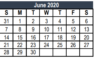 District School Academic Calendar for Eagle Mountain Elementary for June 2020