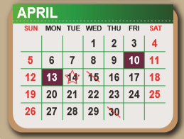 District School Academic Calendar for Daep for April 2020