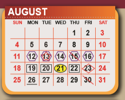 District School Academic Calendar for Daep for August 2019