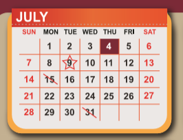 District School Academic Calendar for Daep for July 2019