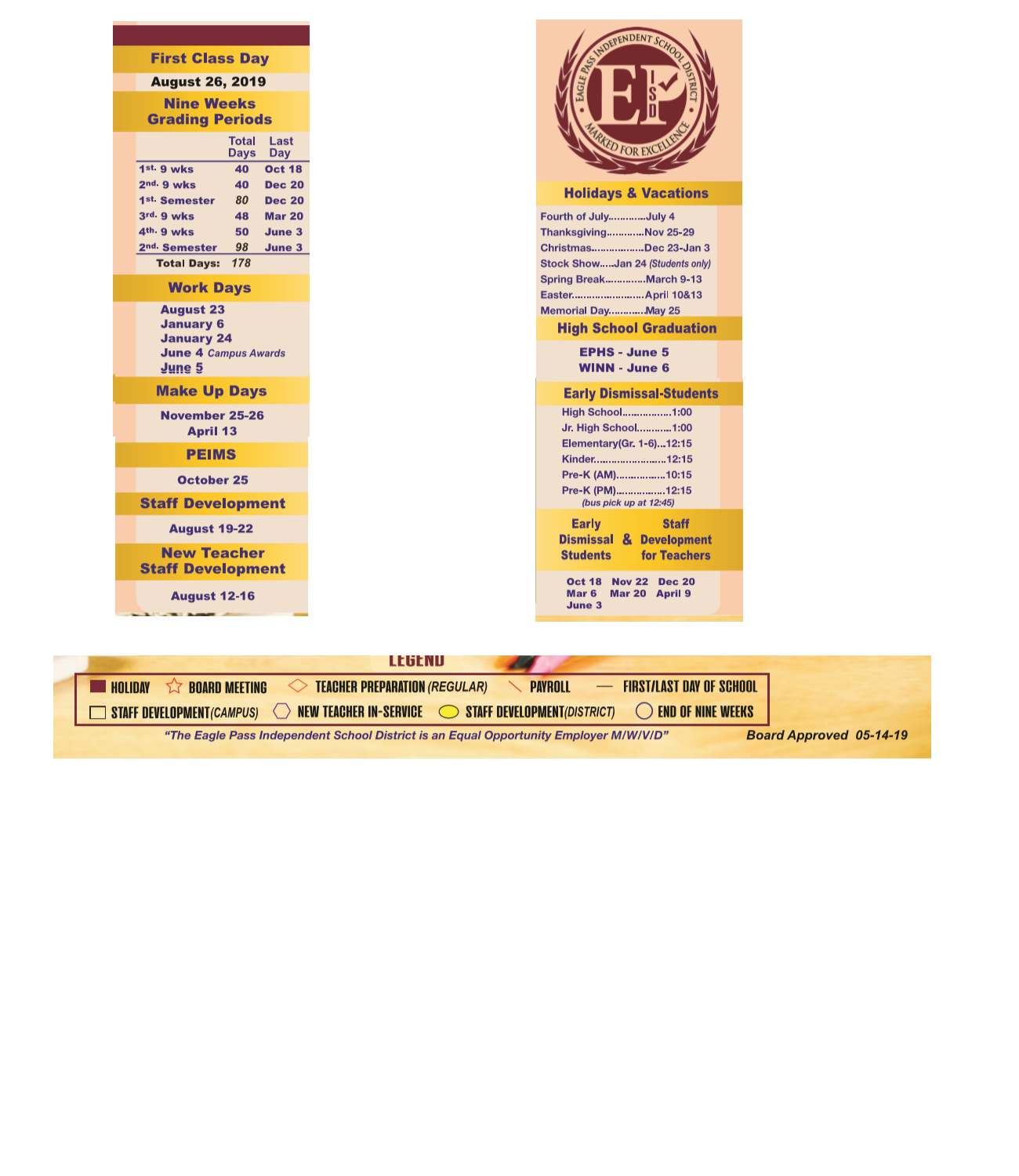 District School Academic Calendar Key for Eagle Pass Junior High