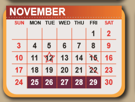 District School Academic Calendar for Daep for November 2019