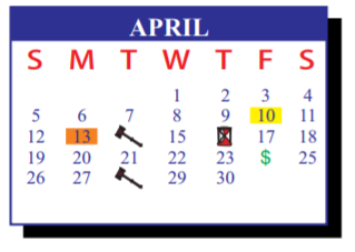 District School Academic Calendar for J J A E P for April 2020