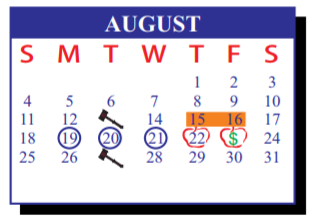 District School Academic Calendar for J J A E P for August 2019