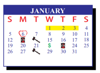 District School Academic Calendar for J J A E P for January 2020