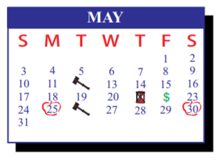 District School Academic Calendar for J J A E P for May 2020