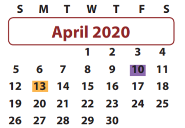 District School Academic Calendar for Sugar Mill Elementary for April 2020