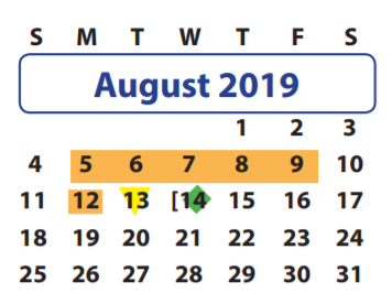 District School Academic Calendar for Colony Bend Elementary School for August 2019