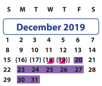 District School Academic Calendar for Dulles Elementary for December 2019