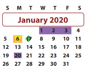 District School Academic Calendar for Brazos Bend Elementary School for January 2020