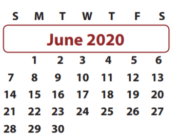 District School Academic Calendar for Commonwealth Elementary School for June 2020