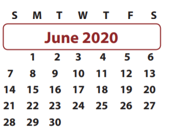 District School Academic Calendar for Mission West Elementary for June 2020