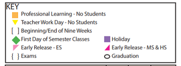 District School Academic Calendar Legend for Commonwealth Elementary School