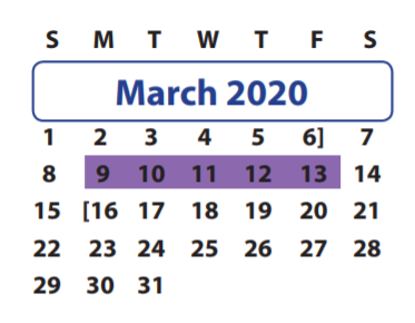 District School Academic Calendar for Drabek Elementary for March 2020