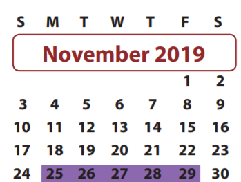 District School Academic Calendar for Commonwealth Elementary School for November 2019