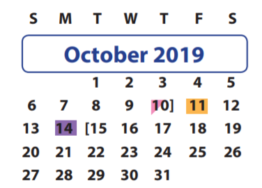 District School Academic Calendar for Settlers Way Elementary for October 2019