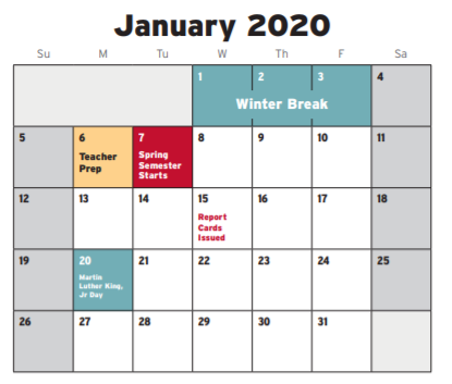 District School Academic Calendar for Tier 1 Leonard Daep Middle School for January 2020