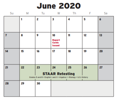 District School Academic Calendar for James Middle School for June 2020