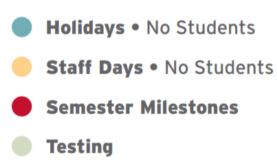 District School Academic Calendar Legend for South Hills Elementary