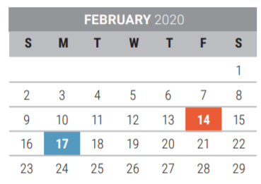District School Academic Calendar for Riddle Elementary for February 2020