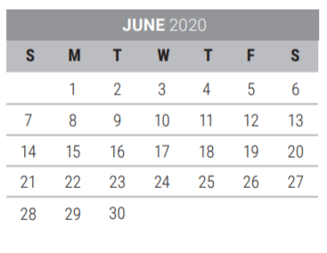 District School Academic Calendar for Borchardt Elementary for June 2020