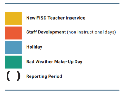 District School Academic Calendar Legend for Boals Elementary