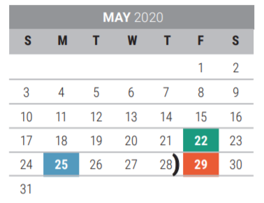 District School Academic Calendar for Fowler Middle for May 2020