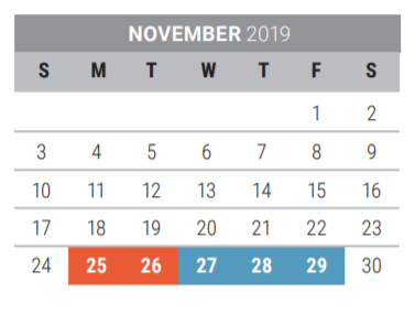 District School Academic Calendar for Mooneyham Elementary for November 2019