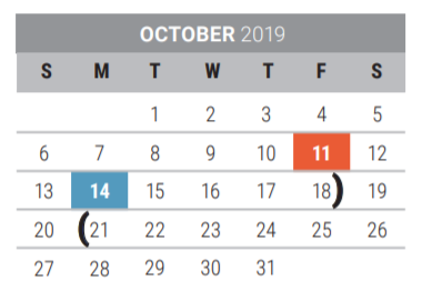 District School Academic Calendar for Riddle Elementary for October 2019
