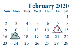 District School Academic Calendar for North Shore Elementary for February 2020
