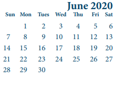 District School Academic Calendar for Normandy Crossing Elementary for June 2020
