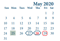 District School Academic Calendar for Highpoint School East (daep) for May 2020